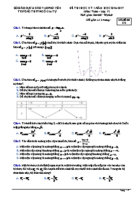 Đề thi học kỳ I môn Toán - Lớp 12 - Mã đề thi 132